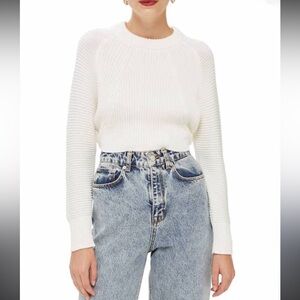 Topshop White Knit Cropped Sweater